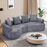 109” Curved Sectional Sofa, Chenille Fabric Modular Cloud Couch, No Assembly Required Half Moon Couch with Deep Seat, 4 Pillows, Gray